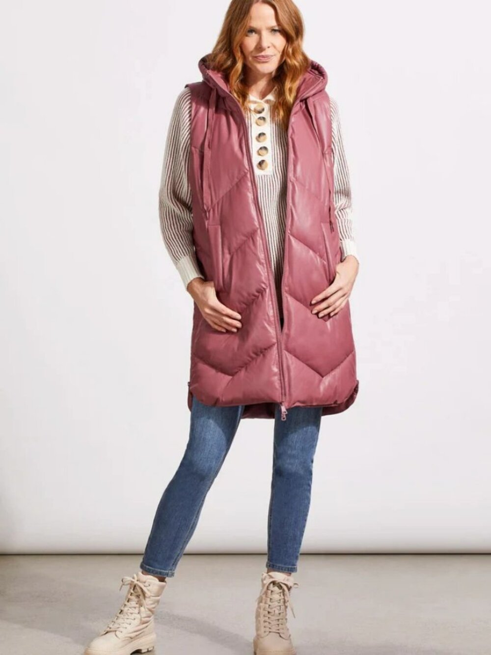 Tribal LONG SLEEVELESS PUFFER VEST NEW